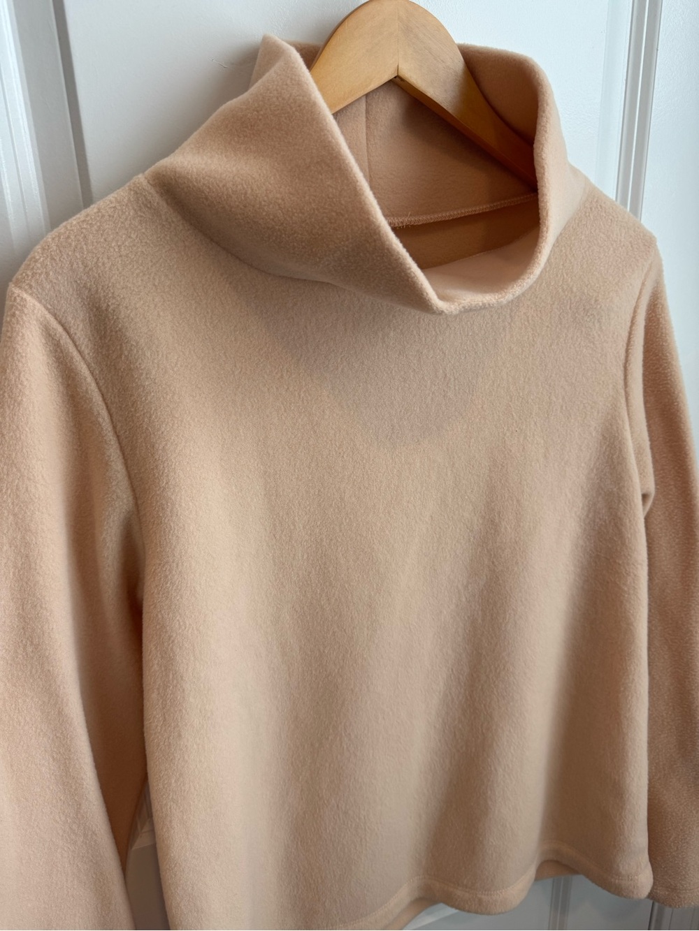 Dudley Stephens Park Slope Fleece Turtleneck Pullover Blush Beige Large L